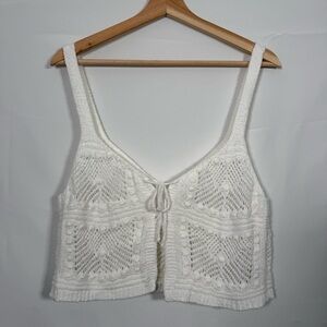 Abound White Crochet Knit Women's Tank Top‎ Sleeveless Cotton
